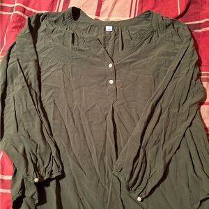 Old Navy Forest Green Blouse with Buttons